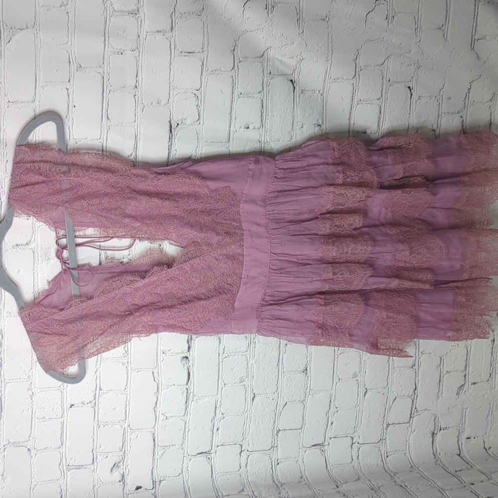 Free people smocked lace mini dress Lavender